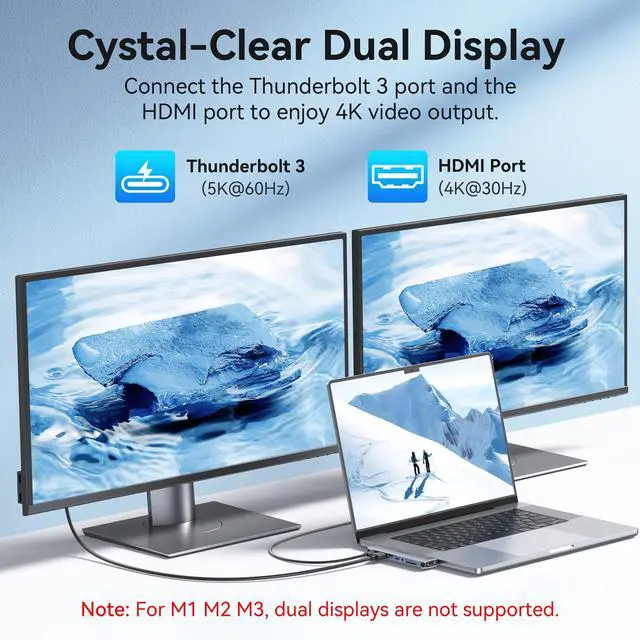 Alt view image 5 of 5 - USB C Adapter HDMI Multiport Hub for MacBook Pro/Air M1-M3, 13"-16", 2018-2024: 3 USB A 3.0, SD TF Card Reader, Audio