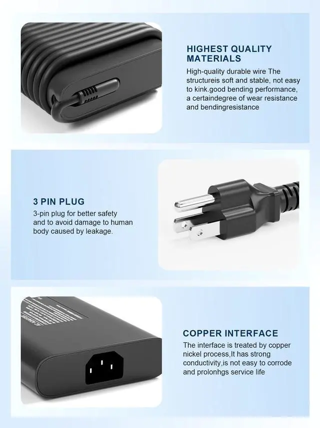 Alt view image 4 of 5 - New Slim 330W Laptop Charger Compatible with Dell Alienware 17 R4 R5 Area 51M 51M R2 M16 R1 M17 R3 R4 M18 R1 X16 R1 R2 X17 R1 R2 G5 15 5535 G7 16 7635 Power Cord