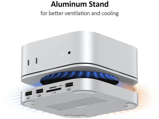Alt view image 5 of 5 - Akyyajaure Mac mini Hub: 10 in 1 Aluminum Stand & Dock for Mac mini M4 Pro with M.2 NVMe SSD Enclosure, 4K60hz HDMI, 10Gbps USB-A*2, SD/TF Card Readers, USB 2.0