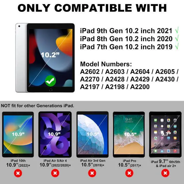 Alt view image 2 of 5 - Andnary Case for iPad 10.2 inch 9th/8th/7th Generation, Heavy Shockproof Cover with 180° Rotating Handle/Screen Protector/Bracket/Pen Holder/Shoulder Strap, Case for 2021/2020/2019, Black+Blue