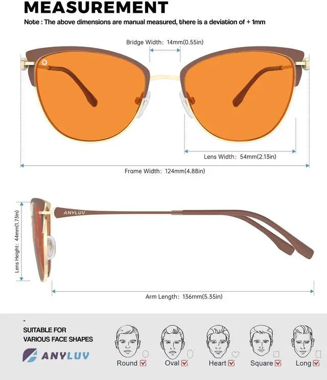 Alt view image 5 of 5 - ANYLUV Blue-Light Blocking-Glasses Blue-Light-Glasses Women: Womens Bluelight Glasses Computer Screen Blocker Eyes Protection