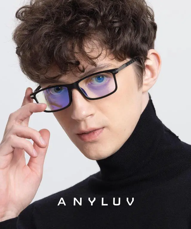 Alt view image 2 of 5 - ANYLUV Blue Light Blocking Glasses for Men/Women Upgraded Carbon Fiber Temples Glasses Anti Eyestrain & Gaming Protection
