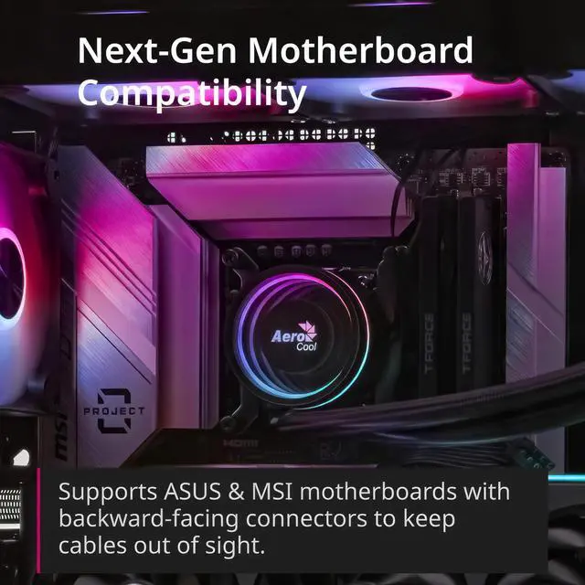 Alt view image 3 of 5 - APNX C1-R Mid-Tower ATX High Airflow PC Case, 4x120mm White Fans, 11 Fan Slots, 360mm Radiator Support, ASUS/MSI Back-Connect Motherboard Support, Tempered Glass Panel, Cable Management, Type-C, White