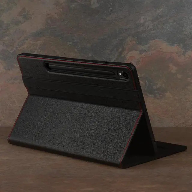Alt view image 3 of 5 - TORRO Leather Case Compatible with Samsung Galaxy Tab S10/S9 - Premium Leather Galaxy 2023 Case with Stand Function and Auto Wake/Sleep (Black)