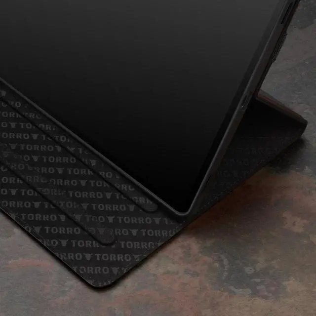 Alt view image 4 of 5 - TORRO Leather Case Compatible with Samsung Galaxy Tab S10/S9 - Premium Leather Galaxy 2023 Case with Stand Function and Auto Wake/Sleep (Black)