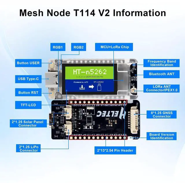 Alt view image 3 of 5 - Mesh Node T114 V2 LoRaWAN Meshtastic Board AYWHP Meshtastic Tracker Nordic nRF52480 with Screen Case 1.9 TFT Display 902-928MHz with SX1262 Chip BLE WiFi Compatible with Arduino/Meshtastic