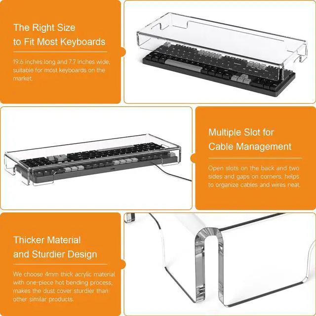 Alt view image 5 of 5 - BEEGO Mechanical Computer Keyboard Cover - 2PCS Clear Acrylic Keyboard Cover Keyboard Dust Cover Mechanical Keyboard Cover Full Size Keyboard Protector