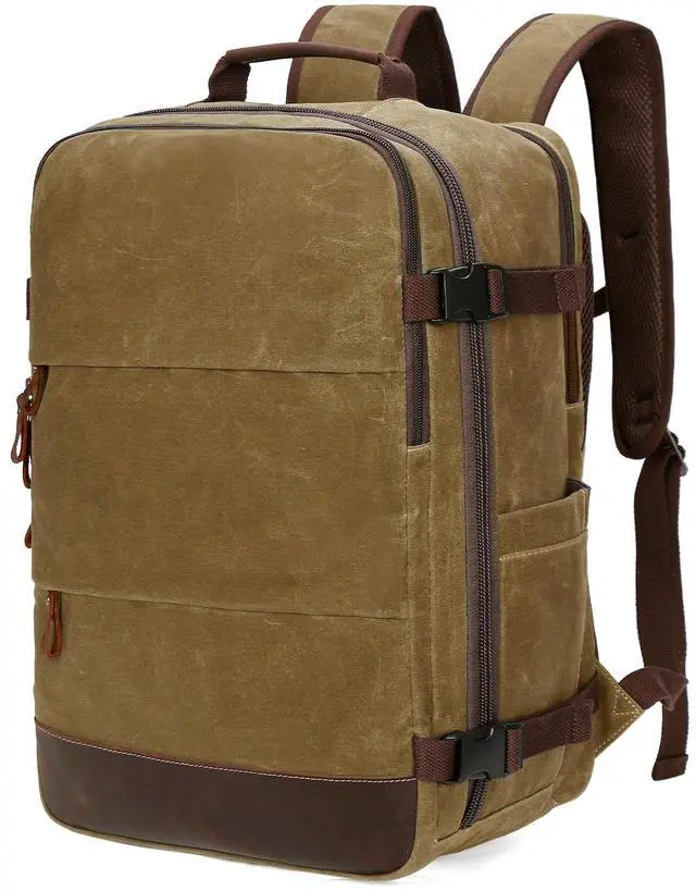 Main image of Travel Backpack for Men Carry On Backpack Flight Approved Personal Item Backpack, 18.4 inch Laptop Backpack Casual Daypack Weekender Business Hiking Backpack, Brown