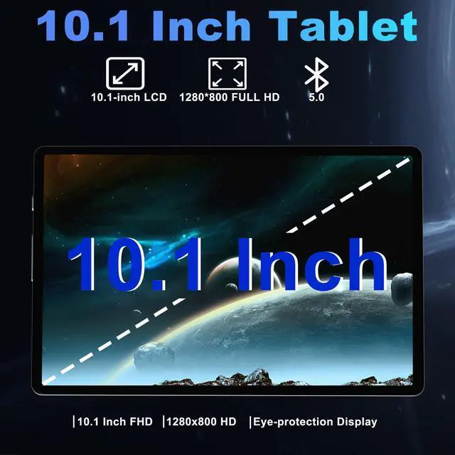 Alt view image 4 of 4 - Android 14 Tablet, 10.1 Inch Android Tablet PC, 8GB RAM 128GB ROM 1TB Expand, 8000mAh Battery, Octa-Core 10.1 Inch with 13MP+8MP Camera/Bluetooth/GPS/WiFi/HD Display (Dark Gray)