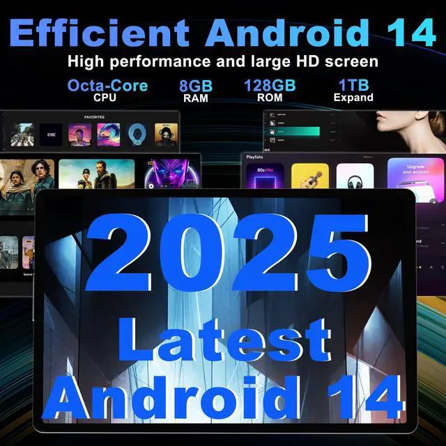 Alt view image 2 of 4 - Android 14 Tablet, 10.1 Inch Android Tablet PC, 8GB RAM 128GB ROM 1TB Expand, 8000mAh Battery, Octa-Core 10.1 Inch with 13MP+8MP Camera/Bluetooth/GPS/WiFi/HD Display (Dark Gray)
