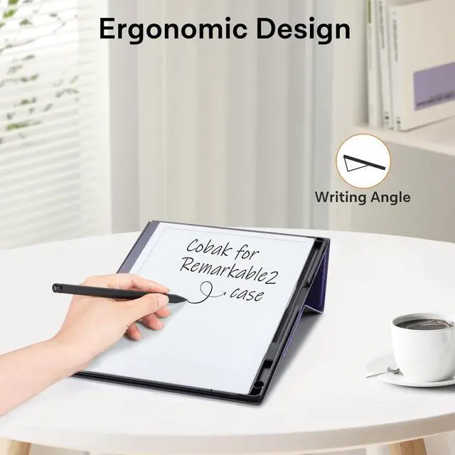 Alt view image 2 of 5 - CoBak Case for Remarkable 2 -with Pen Holder and Multi-Angle Foldable Stand Feature -A Remarkable 2 Case with Pen Holder for The Remarkable 2 Paper Tablet***Fabric Purple