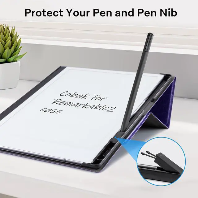 Alt view image 3 of 5 - CoBak Case for Remarkable 2 -with Pen Holder and Multi-Angle Foldable Stand Feature -A Remarkable 2 Case with Pen Holder for The Remarkable 2 Paper Tablet***Fabric Purple