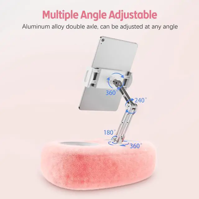 Alt view image 4 of 5 - CreaDream Tablet Kindle Stand Pillow 2025 Upgrade, Adjustable iPad Pillow Stand Holder with 2 Snack Bowls for Lap Bed Sofa Chair, Compatible with 4.7"-13" Tablet, iPad, iPhone, Google, Samsung, Kindle