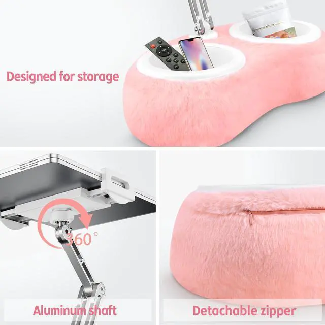 Alt view image 5 of 5 - CreaDream Tablet Kindle Stand Pillow 2025 Upgrade, Adjustable iPad Pillow Stand Holder with 2 Snack Bowls for Lap Bed Sofa Chair, Compatible with 4.7"-13" Tablet, iPad, iPhone, Google, Samsung, Kindle