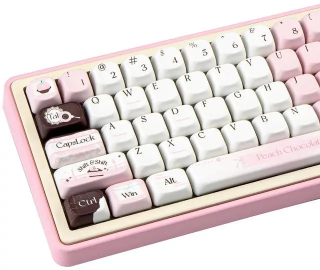 Main image of COOMICKEY PBT Keycaps 60 65 75 100 Percent, MOA Profile Keycaps Dye-Sublimation, Pink Chocolate 149 Key Custom Keyboard Keycaps Set for 61/64/68/84/87/100/104/108 Cherry MX Mechanical Keyboard