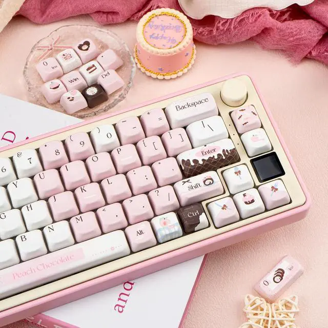 Alt view image 4 of 5 - COOMICKEY PBT Keycaps 60 65 75 100 Percent, MOA Profile Keycaps Dye-Sublimation, Pink Chocolate 149 Key Custom Keyboard Keycaps Set for 61/64/68/84/87/100/104/108 Cherry MX Mechanical Keyboard