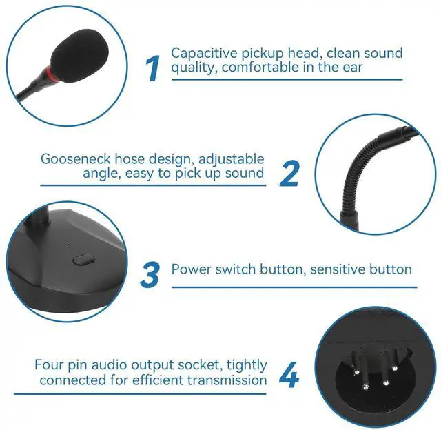 Alt view image 3 of 5 - USB Computer Microphone, Gooseneck Condenser Microphone Wired Microphone Podium Microphones Desktop Paging Mic Corded Voice Mic for Meetings Lectures