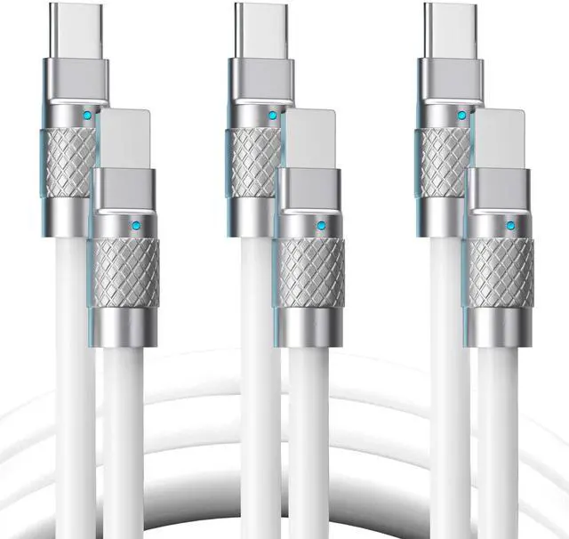 Main image of Statik TsumoCharge USB C Cable to i-Product 27W Fast Charging Cable, Heavy-Duty Liquid Silicone USB C Cable, Support Data Transfer Type C Cable, 6ft/2M, White 3-Pack