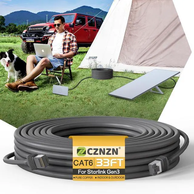 Main image of Starlink Cable 33/75/100/150 Feet, Standard Starlink Cable Gen3 V3 & Mini, Replacement Starlink Ethernet Power Cable, Starlink Extension Satellite Network Cord 26AWG Waterproof Durable