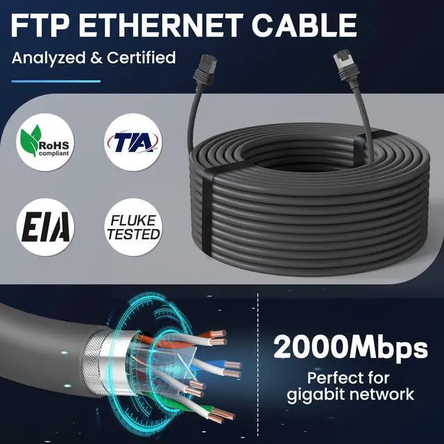 Alt view image 4 of 5 - Starlink Cable 33/75/100/150 Feet, Standard Starlink Cable Gen3 V3 & Mini, Replacement Starlink Ethernet Power Cable, Starlink Extension Satellite Network Cord 26AWG Waterproof Durable