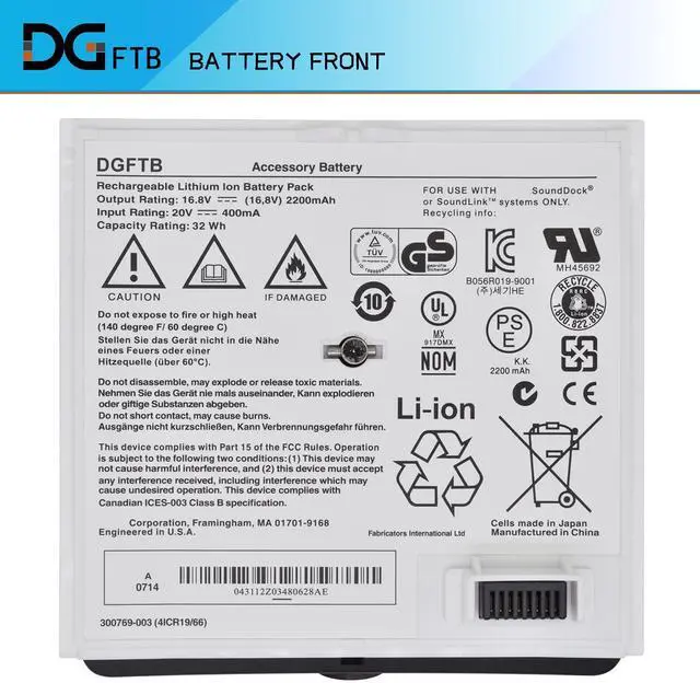Alt view image 2 of 5 - DGTECH 300769-004 White Battery Replacement for Bose Sounddock Portable Digital Music System SoundLink Air 300769-001 300769-002 300769-00316.8V 32Wh