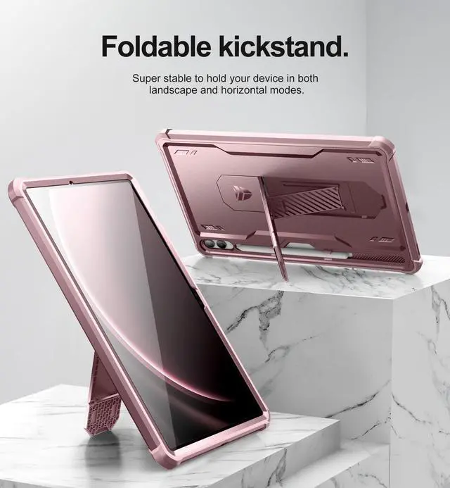 Alt view image 4 of 5 - Dexnor Case for Samsung Galaxy Tab S9 FE Plus 12.4 Inch, [Built in Screen Protector & Kickstand] with Pen Holder Heavy Duty Shockproof Full Body Protective Cover for Tablet S9 FE+, Pink