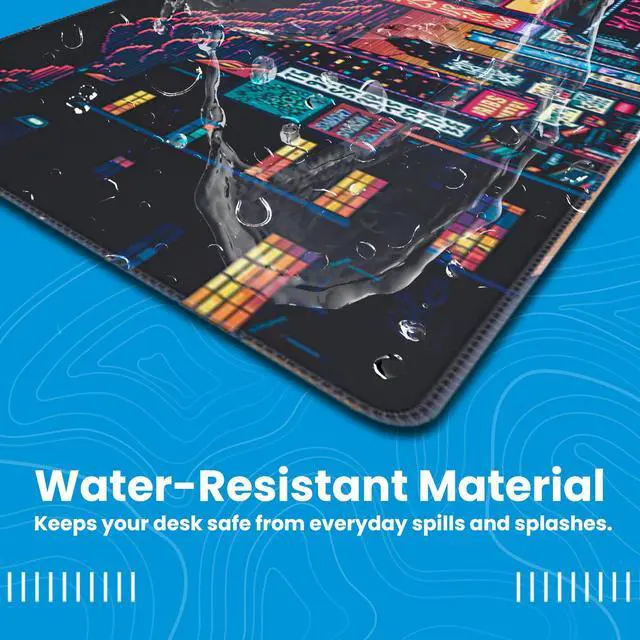 Alt view image 5 of 5 - Deskr Cyber Tokyo Pixel Deskpad Full XL Gaming Desk Mat Gamer Desk Pad with Stitched Edges 5mm Thick Non-Slip Water-Resistant Rubber Laptop Computer Mousepad for Office & Home - 35.4 x 15.7 in
