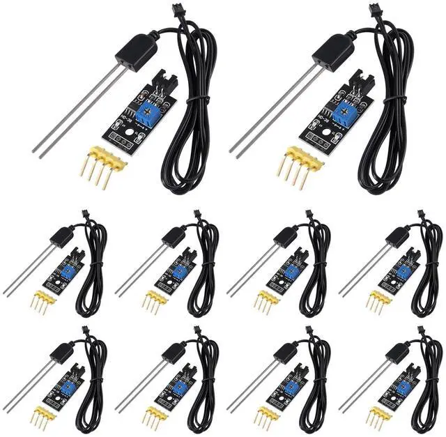 Main image of D-FLIFE Soil Moisture Sensor, Icstation Humidity Detector, with Corrosion Resistant Probe, Digital Analog Signal Output for Arduino Raspberry Pi Garden Automatic Watering System (10Sets)