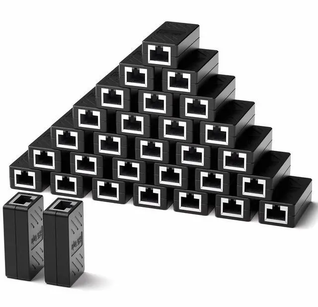 Main image of Dingsun RJ45 Coupler, Ethernet Extender Female to Female Ethernet Coupler for Cat7/ Cat6/ Cat5/ Cat5e (100Pack, Black)