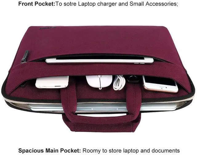 Alt view image 3 of 5 - DOMISO 15.6 inch Laptop Sleeve Shoulder Bag Water-Resistant Protective Messenger Bag Business Briefcase Handbag for 15.6" Notebook/Yoga 720 IdeaPad 310 320 ThinkPad T570/HP Envy 15, Fuchsia