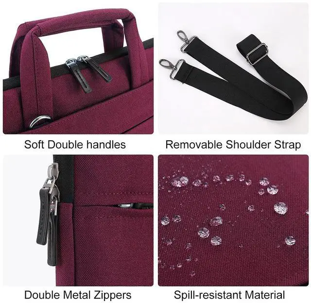 Alt view image 4 of 5 - DOMISO 15.6 inch Laptop Sleeve Shoulder Bag Water-Resistant Protective Messenger Bag Business Briefcase Handbag for 15.6" Notebook/Yoga 720 IdeaPad 310 320 ThinkPad T570/HP Envy 15, Fuchsia