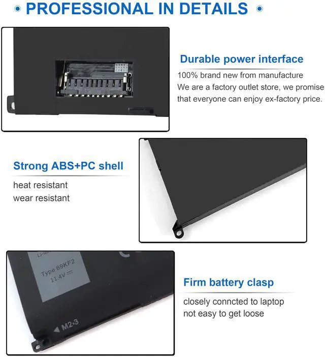 Alt view image 3 of 5 - NEW 86Wh 69KF2 Battery Replacement for Dell G7 15 7500 G15 5510 5511 5515 5520 5521 XPS 15 9500 9510 9520 Precision 5550 5560 5570 Alienware M15 R3 R4 M17 R3 R4 for Inspiron 7510 7610 7620 P87F P91F