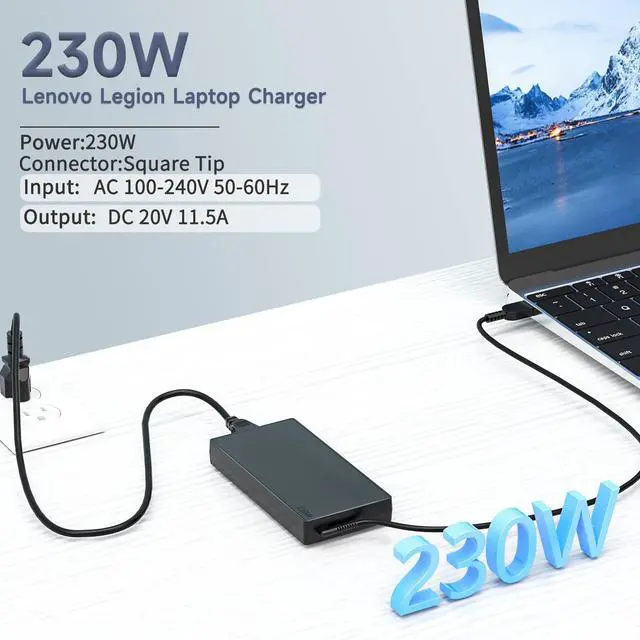Alt view image 2 of 5 - 230W AC Adapter Charger for Lenovo Legion 5 7 5P C7 S7 Y530 Y540 Y545 Y700 Y720 Y730 Y740 R720 Y900 Y910 Y7000; 4X20E75111 GX20L29347 ADL230NLC3A ADL230NDC3A Laptop Power Adapter Supply