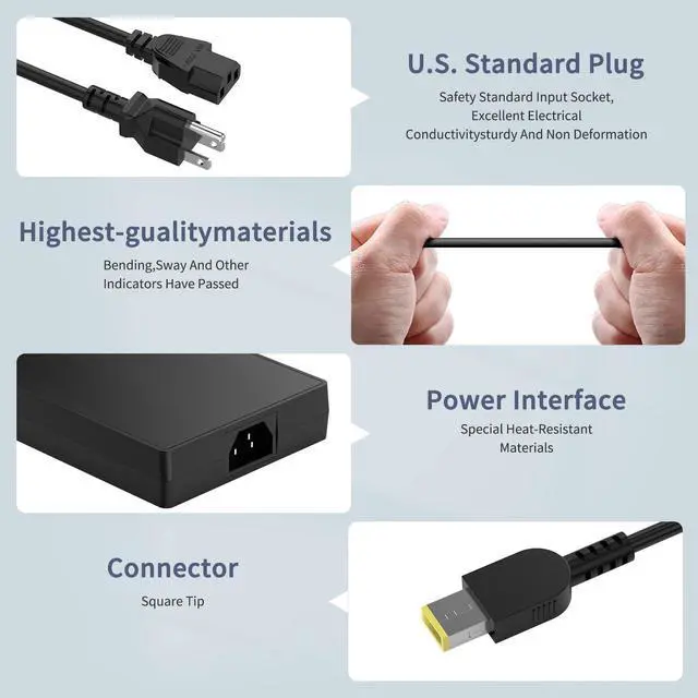 Alt view image 4 of 5 - 230W AC Adapter Charger for Lenovo Legion 5 7 5P C7 S7 Y530 Y540 Y545 Y700 Y720 Y730 Y740 R720 Y900 Y910 Y7000; 4X20E75111 GX20L29347 ADL230NLC3A ADL230NDC3A Laptop Power Adapter Supply