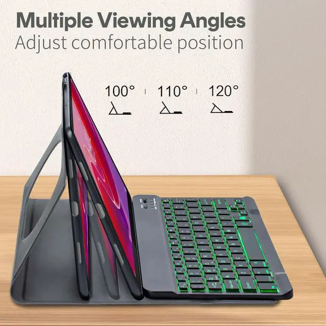 Alt view image 3 of 5 - EHLCYS Keyboard Case for Lenovo Tab M9 9 inch 2023/2024 Release (TB-310FU/TB-310XU), 7-Color Backlit Detachable Bluetooth Keyboard, Ultra-Thin Bracket Cover for Lenovo Tab M9 9"