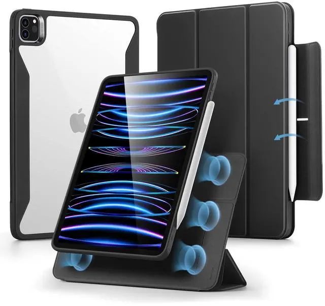 Main image of ESR for iPad Pro 11 Inch Case (2022/2021/2020/2018, 4th/3rd/2nd/1st Generation) with Pencil Holder, Removable Magnetic Cover, Vertical Stand, Rebound 360 Series, Black
