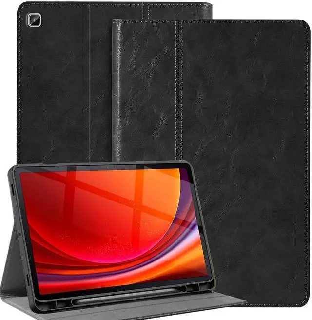 Main image of Gexmil Genuine Leather Case for Samsung Galaxy Tab A9 Plus 11 Inch with Pencil Holder,Shockproof Protective Adjustable Kickstand Smart Premium Folio Flip Tablet Cover, Black