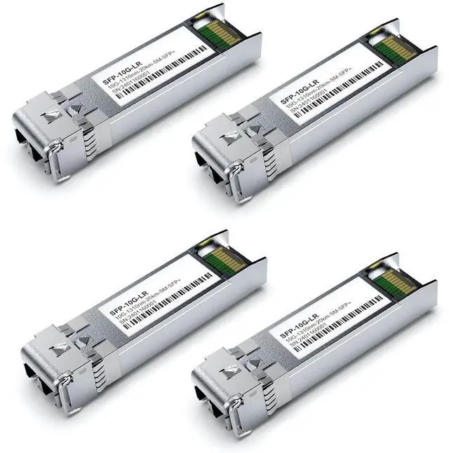 Main image of 4Pack SFP+ 10GBase-LR LC Module, SingleMode 1310nm, SMF Dual LC Fiber Optic Transceiver for Cisco SFP-10G-LR, Ubiquiti UniFi UF-SM-10G, Meraki MA-SFP-10GB-LR, Netgear, TP-Link and More(DDM 20km)
