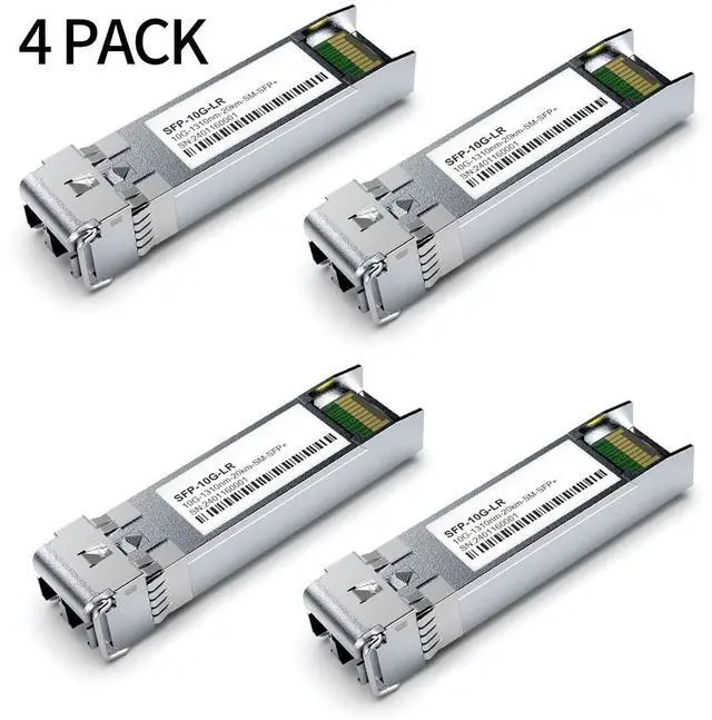 Alt view image 2 of 5 - 4Pack SFP+ 10GBase-LR LC Module, SingleMode 1310nm, SMF Dual LC Fiber Optic Transceiver for Cisco SFP-10G-LR, Ubiquiti UniFi UF-SM-10G, Meraki MA-SFP-10GB-LR, Netgear, TP-Link and More(DDM 20km)