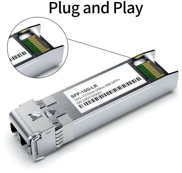 Alt view image 5 of 5 - 4Pack SFP+ 10GBase-LR LC Module, SingleMode 1310nm, SMF Dual LC Fiber Optic Transceiver for Cisco SFP-10G-LR, Ubiquiti UniFi UF-SM-10G, Meraki MA-SFP-10GB-LR, Netgear, TP-Link and More(DDM 20km)