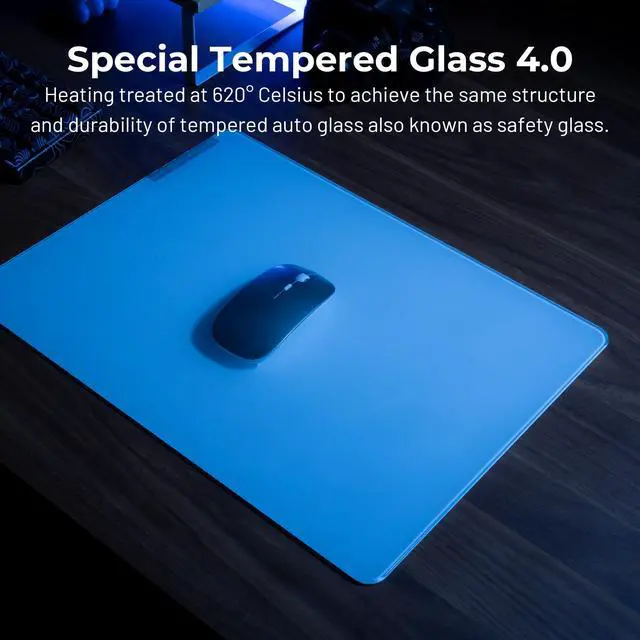 Alt view image 2 of 5 - XVX White Glass Mouse Pad 4.0, Hard Mousepad for Gaming,Ultra-Smooth Micro-Etched Surface with Non-Slip Rubber Base(410mm*310mm)