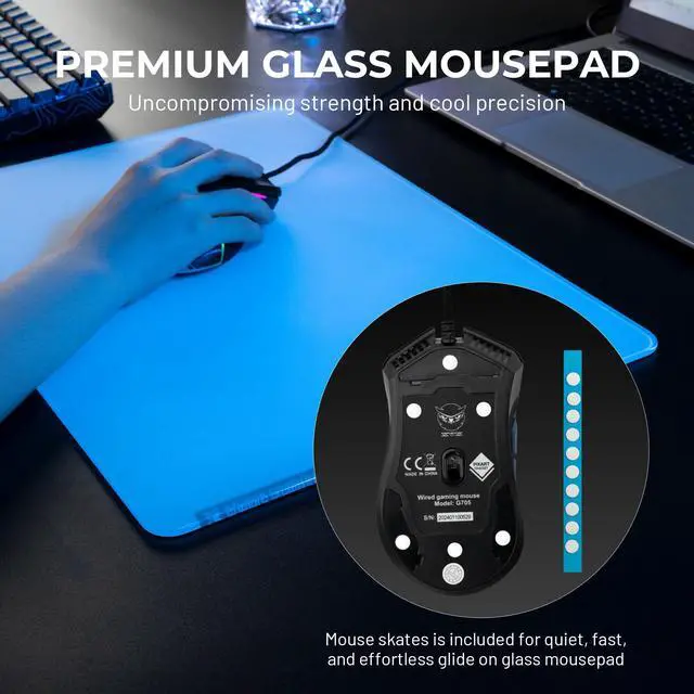 Alt view image 4 of 5 - XVX White Glass Mouse Pad 4.0, Hard Mousepad for Gaming,Ultra-Smooth Micro-Etched Surface with Non-Slip Rubber Base(410mm*310mm)