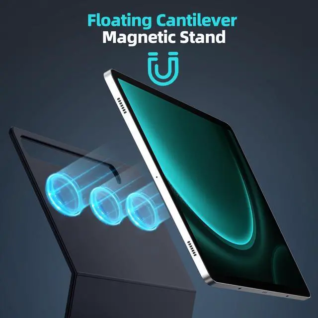 Alt view image 3 of 5 - GOKOCO Magic-Style Keyboard Case for Samsung Galaxy Tab S10+/S9+/S9 FE+/S8+/S7+/S7 FE 12.4",Floating Cantilever Magnetic Stand, LED Display,7color Backlit & Multi-Touch Trackpad-Black