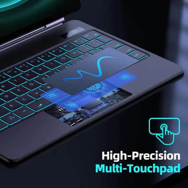 Alt view image 5 of 5 - GOKOCO Magic-Style Keyboard Case for Samsung Galaxy Tab S10+/S9+/S9 FE+/S8+/S7+/S7 FE 12.4",Floating Cantilever Magnetic Stand, LED Display,7color Backlit & Multi-Touch Trackpad-Black