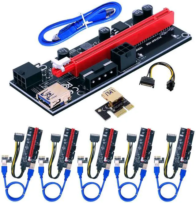 Main image of BTBcoin PCI-E Riser 009S GPU Riser Adapter Card PCIE X1 to X16 Extender PCI-Express Riser Cable for Bitcoin Litecoin ETH Coin Mining - 6 Pack