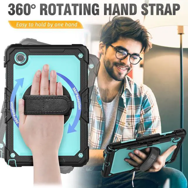 Alt view image 3 of 5 - HXCASEAC Case for Lenovo Tab M11/K11 LTE 11 with Screen Protector/Pen Holder/Rotating Hand Strap/Stand, Protective M11 Tablet Case (TB-330FU/TB-330XU) Cover 2024, Light Blue