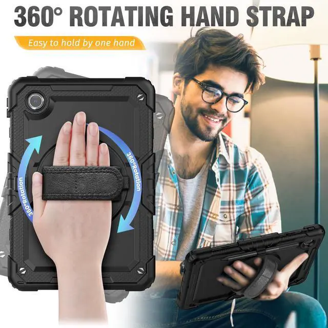 Alt view image 3 of 5 - HXCASEAC Case for Lenovo Tab M11/K11 LTE 11 with Screen Protector/Pen Holder/Rotating Hand Strap/Stand, Protective M11 Tablet Case (TB-330FU/TB-330XU) Cover 2024, Black