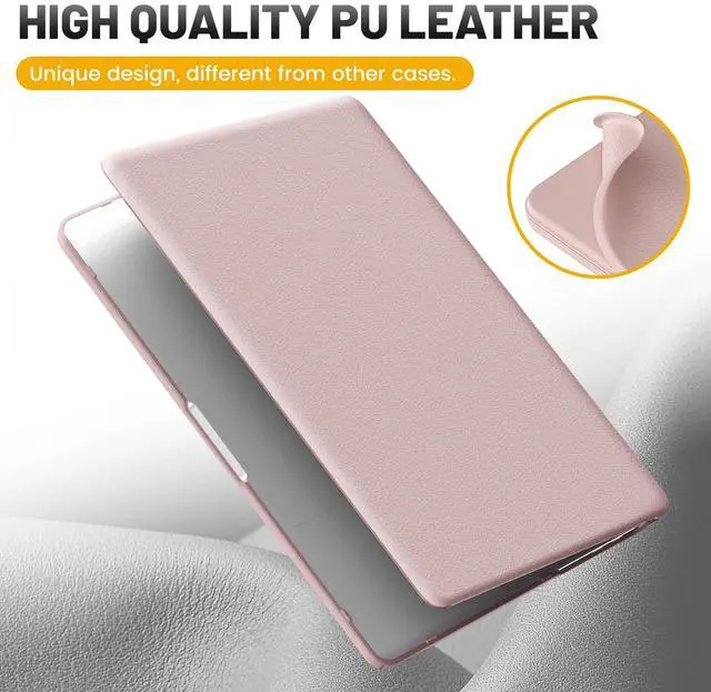 Alt view image 4 of 5 - HXCASEAC Case Compatible with MacBook Pro 16 inch Case 2024 2023 2022 2021 with Foldable Stand, Anti-Scratching Protective Cover (M4 M3 M2 M1) A3186, A3403, A2991, A2780, A2485 PU Leather, Pink