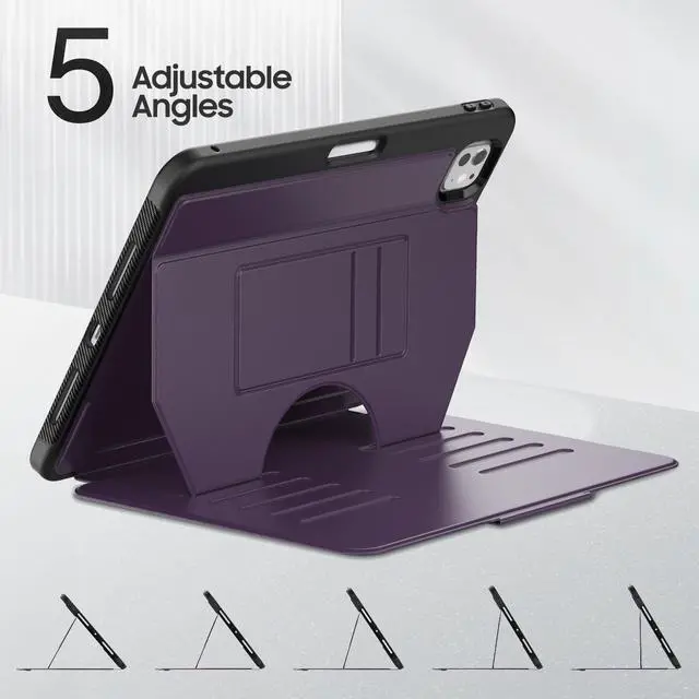 Alt view image 3 of 5 - HXCASEAC Cover for iPad Pro 11 inch 5th Generation Case 2024 (M4), with 7 Angles Magnetic Stand & Pencil Holder & Strong Magnets Support Stick to Fridge (A2836 / A2837 / A3006) Pro11 5th Gen - Purple