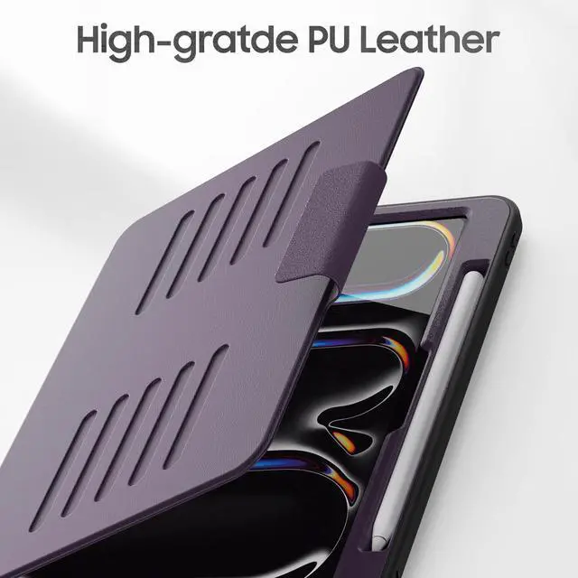 Alt view image 5 of 5 - HXCASEAC Cover for iPad Pro 11 inch 5th Generation Case 2024 (M4), with 7 Angles Magnetic Stand & Pencil Holder & Strong Magnets Support Stick to Fridge (A2836 / A2837 / A3006) Pro11 5th Gen - Purple